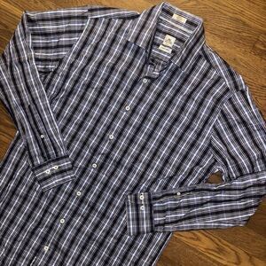 Peter Millar Seaside Finish Blue Pink Plaid Button‎ Up Dress Shirt Size Medium